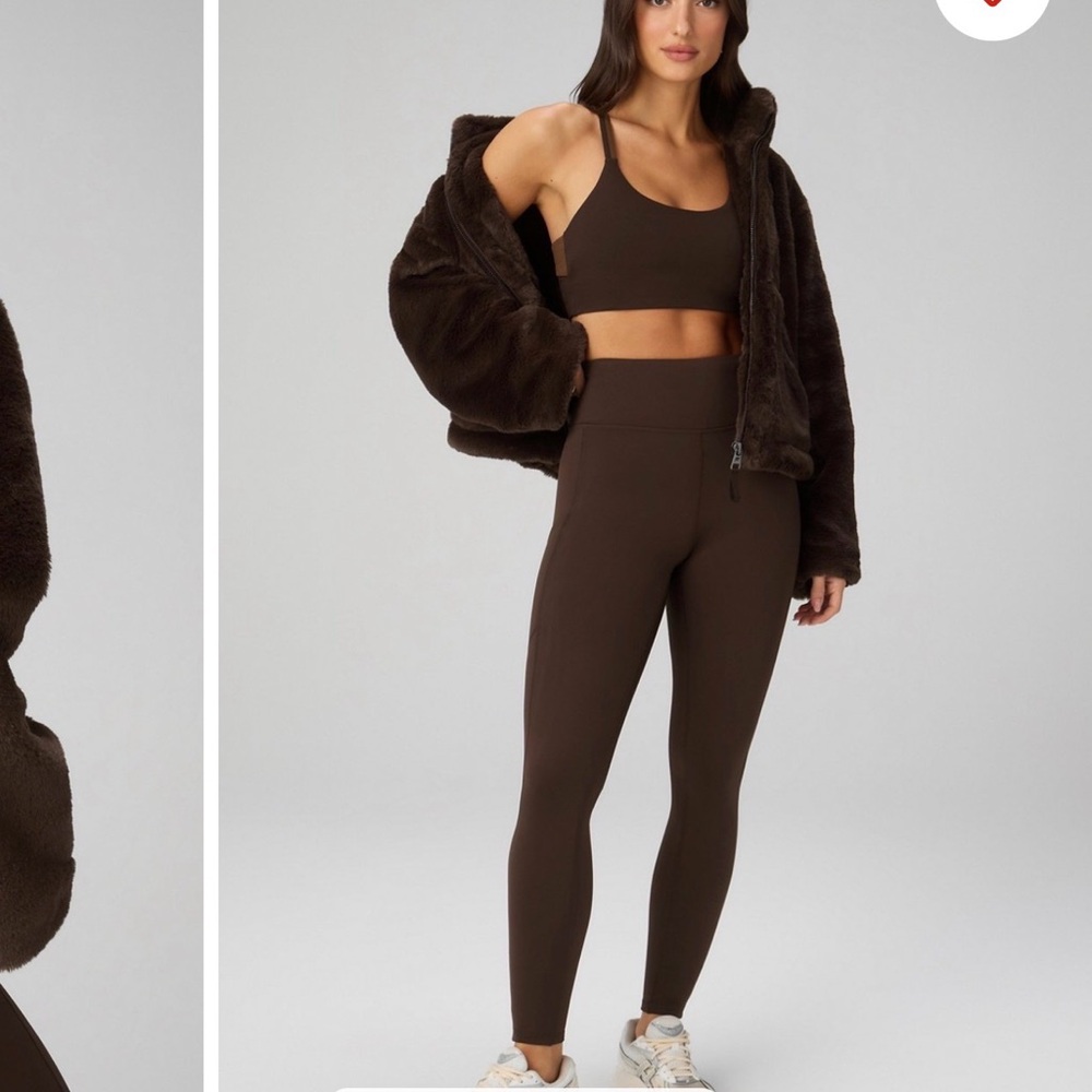 Fabletics Dark Brown Jacket and Leggings Ensemble